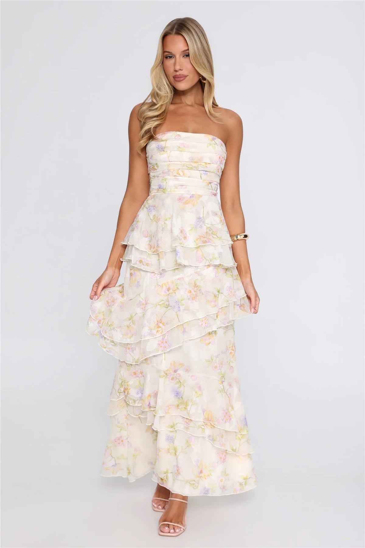 Easy Charm Strapless Maxi Dress Yellow